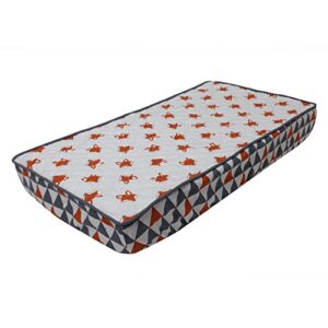 bacati - playful foxes orange changing pad cover (orange/grey fox with triangles in gussett)