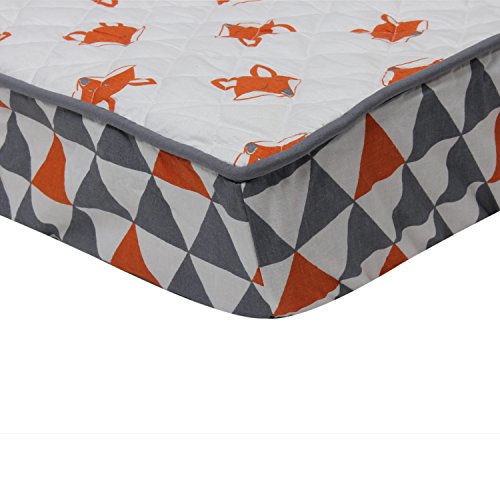 Bacati - Playful Foxes Orange Changing Pad Cover (Orange/Grey Fox with Triangles in Gussett)