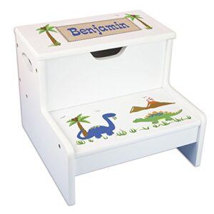 personalized dinosaur storage step stool