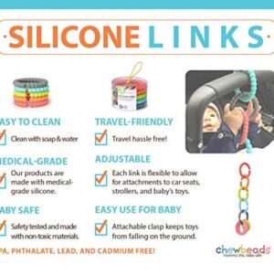 Chewbeads - Silicone Baby Links, Multi Use Baby Toy Rings - Attach Toys & Teethers to Stroller, Car Seat & More - Medical Grade Silicone, BPA Free & Phthalate Free - Includes 5 Colorful Baby Rings