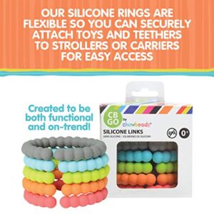 Chewbeads - Silicone Baby Links, Multi Use Baby Toy Rings - Attach Toys & Teethers to Stroller, Car Seat & More - Medical Grade Silicone, BPA Free & Phthalate Free - Includes 5 Colorful Baby Rings