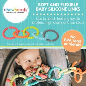 Chewbeads - Silicone Baby Links, Multi Use Baby Toy Rings - Attach Toys & Teethers to Stroller, Car Seat & More - Medical Grade Silicone, BPA Free & Phthalate Free - Includes 5 Colorful Baby Rings