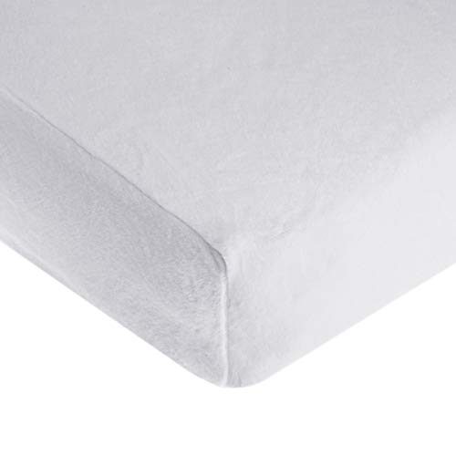 TL Care Heavenly Soft Chenille Fitted Crib Sheet for Standard Crib and Toddler Mattresses, White, 28 x 52, for Boys and Girls