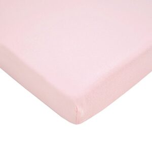 tl care 100% natural cotton value jersey knit fitted portable/mini-crib sheet, pink, soft breathable, for girls, 24" x 38"