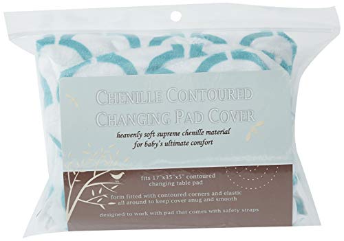 TL Care Heavenly Soft Chenille Fitted Contoured Changing Pad Cover, Aqua Sea Wave, for Boys and Girls