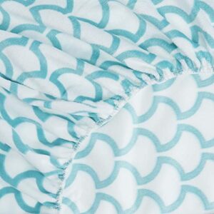 TL Care Heavenly Soft Chenille Fitted Contoured Changing Pad Cover, Aqua Sea Wave, for Boys and Girls