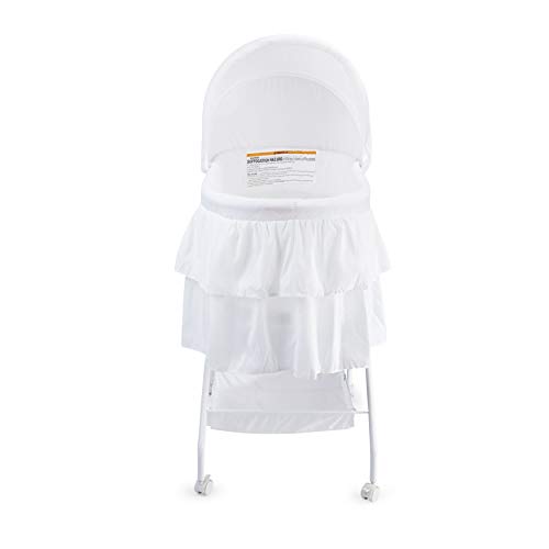 Big Oshi Madison Newborn Baby Bassinet - Bassinet for Boys or Girls - Perfect for Indoor Bedside Napping – Removable Canopy Cover – Includes Mattress Pad and Sheet, White