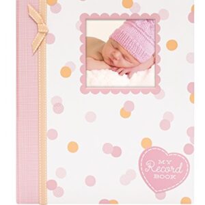 Lil Peach First 5 Years Baby Memory Book, Baby Girl Keepsake Book, Milestone and Photo Journal, Pink & Peach Confetti Polka Dots