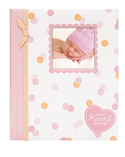 Lil Peach First 5 Years Baby Memory Book, Baby Girl Keepsake Book, Milestone and Photo Journal, Pink & Peach Confetti Polka Dots