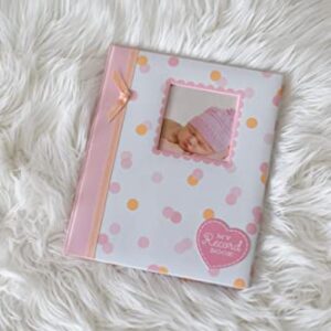 Lil Peach First 5 Years Baby Memory Book, Baby Girl Keepsake Book, Milestone and Photo Journal, Pink & Peach Confetti Polka Dots