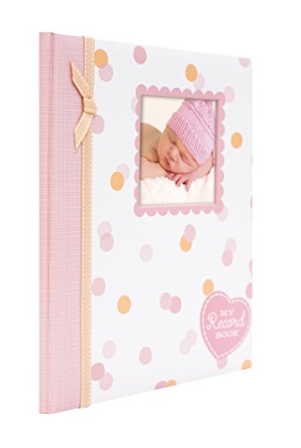 Lil Peach First 5 Years Baby Memory Book, Baby Girl Keepsake Book, Milestone and Photo Journal, Pink & Peach Confetti Polka Dots