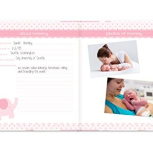 Lil Peach First 5 Years Baby Memory Book, Baby Girl Keepsake Book, Milestone and Photo Journal, Pink & Peach Confetti Polka Dots