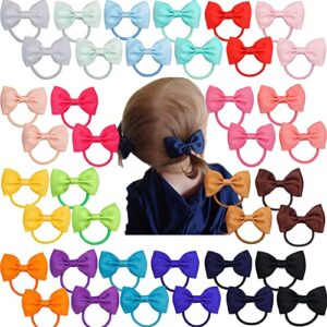 cellot toddler hair ties 40pcs 2.75" baby girls hair bows tie baby bows elastics rubber ribbon hair bands accessories for baby girls kids children