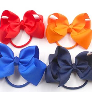 40Pcs 4.5 Inches Boutique Pops Hair Bows Elastic Hair Ties Grosgrain Ribbon Big Cheer Bow Ponytail Holder Rubber Hair Bands for Girls Toddlers Kids Teens In Pairs