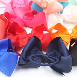 40Pcs 4.5 Inches Boutique Pops Hair Bows Elastic Hair Ties Grosgrain Ribbon Big Cheer Bow Ponytail Holder Rubber Hair Bands for Girls Toddlers Kids Teens In Pairs