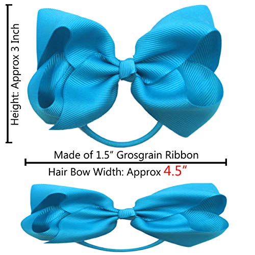 40Pcs 4.5 Inches Boutique Pops Hair Bows Elastic Hair Ties Grosgrain Ribbon Big Cheer Bow Ponytail Holder Rubber Hair Bands for Girls Toddlers Kids Teens In Pairs