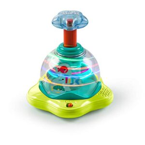 bright starts press & glow spinner cause and effect musical baby toy, age 6 months+