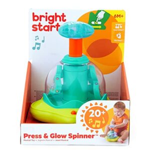 Bright Starts Press & Glow Spinner Cause and Effect Musical Baby Toy, Age 6 Months+