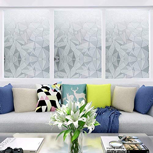 Niviy 3D No Glue Static Cling Window Films Privacy Cut Glass Window Sticker for Bathroom Office Kitchen Window Decor 17.7"x 78.7"