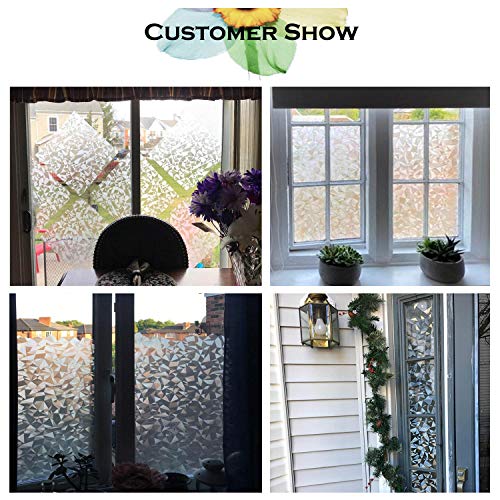 Niviy 3D No Glue Static Cling Window Films Privacy Cut Glass Window Sticker for Bathroom Office Kitchen Window Decor 17.7"x 78.7"