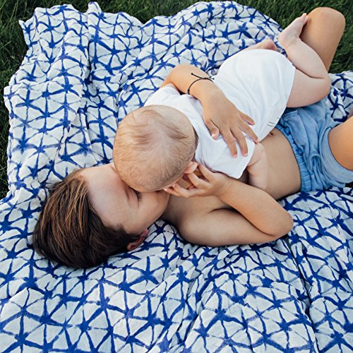 aden + anais Silky Soft Swaddle Blanket,100% Bamboo Viscose Muslin Blankets for Girls & Boys, Baby Receiving Swaddles, Ideal Newborn & Infant Swaddling Set, 3 Pack, Indigo Shibori