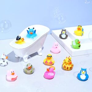 Kicko Assorted Rubber Ducks in Bulk - 50 Pack - 2 Inches - for Kids, Sensory Play, Stress Relief, Stocking Stuffers, Classroom Prizes, Decorations, Supplies, Holidays, Pinata Filler, and Rewards