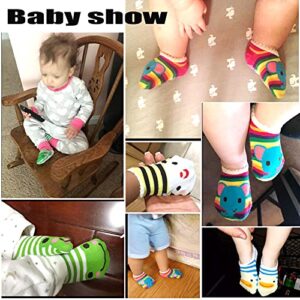 Fly love 5 Pairs Baby Toddler Newborn Infant Stripes Anti Slip Non Skid Socks No-Show Crew Boat Cotton Slipper Sock