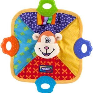 Nuby Teething Blankie Characters May Vary, Red/Yellow/Green/Orange/Blue, 1 Count