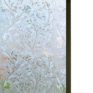 niviy excellent quality 3d static cling window film self adhesive window covering decorative flower privacy film for window 17.7" x 78.7"