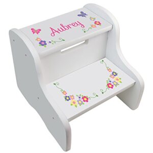 personalized butterfly white step stool