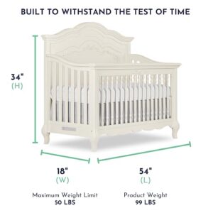 Evolur Aurora 5-In-1 Convertible Crib In Ivory Lace, Greenguard Gold Certified, Features 3 Mattress Height Settings, Sturdy And Spacious Baby Crib, Wooden Furniture