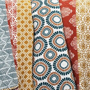 Lush Decor Bohemian Striped Quilt Reversible 3 Piece Colorful Boho Design Bedding Set, King, Turquoise