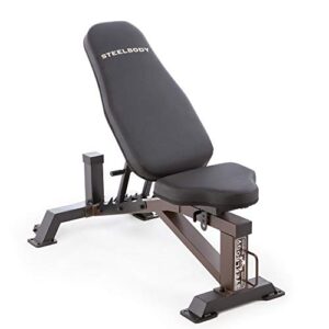 steelbody deluxe 6 position utility weight bench for weightlifting and strength training stb-10105, black-brown