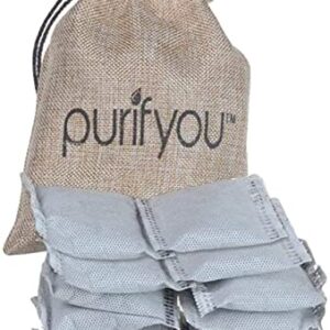 100% Natural Bamboo Charcoal Air Purifying Bag - Set of 12 Carbon Filters, Deodorizer Bags, Odor Absorber for Diaper Pail, Trash, Shoes, Closets, Cars, Fridge, Pets House, Kitchen, Home by purifyou