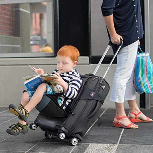 Lugabug Travel Seat, Ride-On Suitcase for Kids, Child Carrier for Carry-On Luggage - Family Airport Travel Made Easy (Black/Grey)