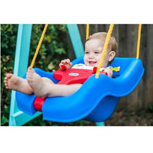 Little Tikes Snug 'n Secure Blue Swing with Adjustable Straps, 2-in-1 for Baby and Toddlers Ages 9 Months - 4 Years