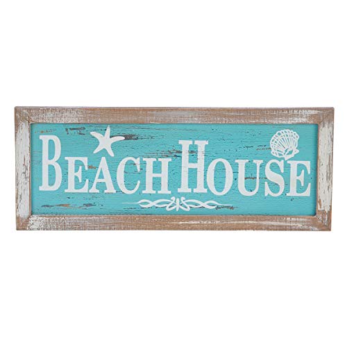 Beachcombers Beach House Framed Coastal Plaque Sign Wall Hanging Decor Decoration for The Beach Multi