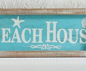 Beachcombers Beach House Framed Coastal Plaque Sign Wall Hanging Decor Decoration for The Beach Multi