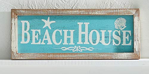 Beachcombers Beach House Framed Coastal Plaque Sign Wall Hanging Decor Decoration for The Beach Multi