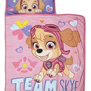 Paw Patrol Team Skye Toddler Nap-Mat Set - Includes Pillow and Fleece Blanket – Great for Girls Napping During Daycare or Preschool - Fits Toddlers, Pink