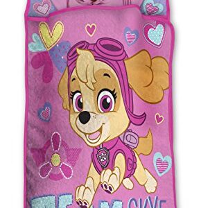 Paw Patrol Team Skye Toddler Nap-Mat Set - Includes Pillow and Fleece Blanket – Great for Girls Napping During Daycare or Preschool - Fits Toddlers, Pink