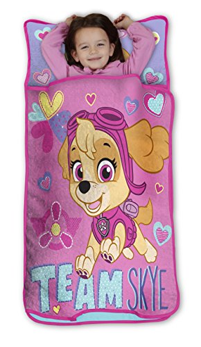 Paw Patrol Team Skye Toddler Nap-Mat Set - Includes Pillow and Fleece Blanket – Great for Girls Napping During Daycare or Preschool - Fits Toddlers, Pink