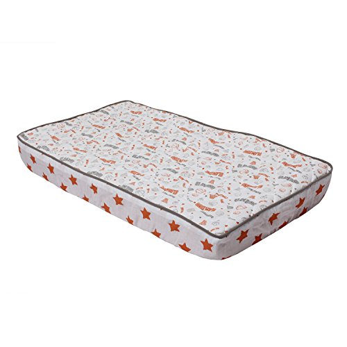 Bacati Basketball Orange/Grey Muslin Quilted Changing Pad Cover