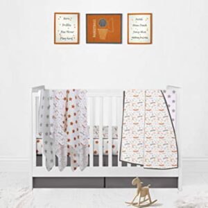 Bacati Basketball Orange/Grey Muslin Quilted Changing Pad Cover