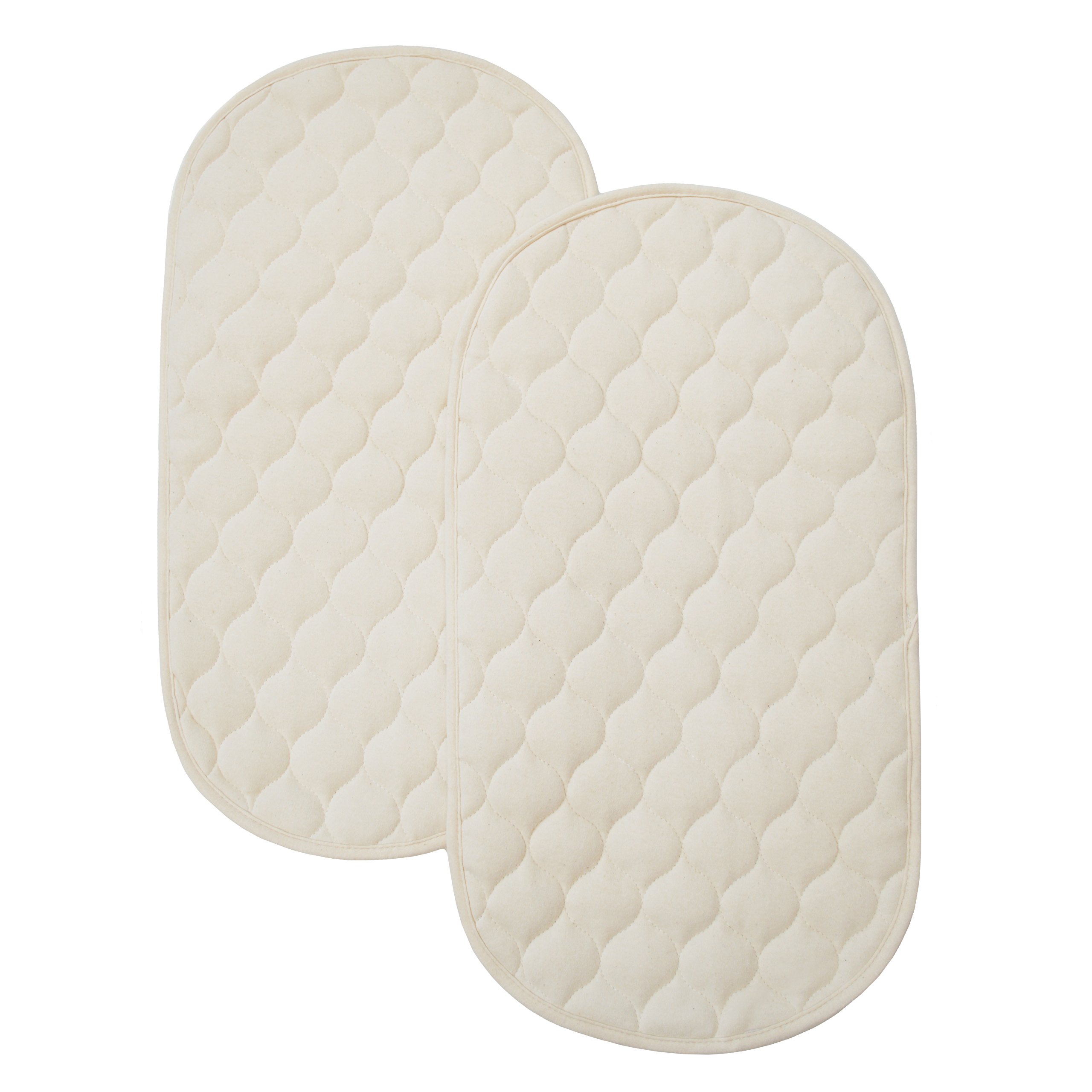 TL Care Waterproof Quilted Playard Changing Table Pads Burp Cloth Made with Organic Cotton 2-Count Natural Color