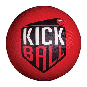 franklin sports rubber kickball - kids playground ball for dodgeball + kickball - 10" bouncy ball for outdoor games - red