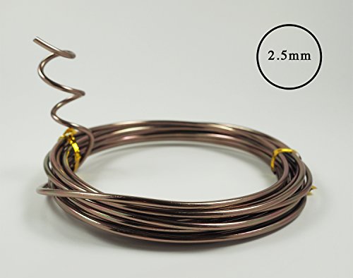 Anodized Aluminum Bonsai Training Wire 5-Size Starter Set with Canvas Bag - 1.0mm, 1.5mm, 2.0mm, 2.5mm, 3.0mm (147 feet total) - Choose Your Color (5 Sizes, Brown)