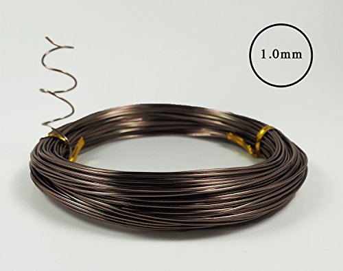 Anodized Aluminum Bonsai Training Wire 5-Size Starter Set with Canvas Bag - 1.0mm, 1.5mm, 2.0mm, 2.5mm, 3.0mm (147 feet total) - Choose Your Color (5 Sizes, Brown)