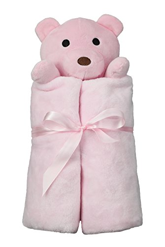 Custom Catch Personalized Teddy Bear Baby Blanket Gift for Girl - Pink