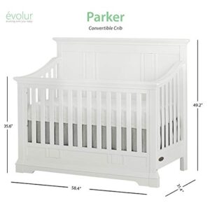 Evolur Parker 5 in 1 Convertible Crib, Winter White